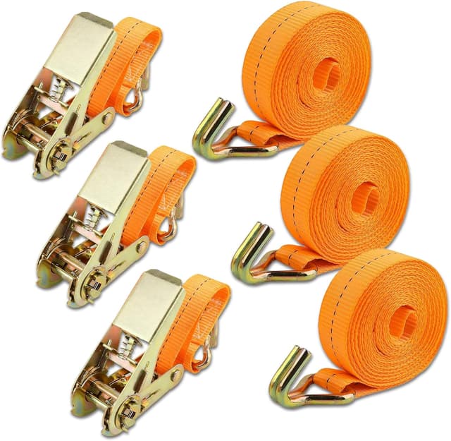 Detalle de Set 3 cinghie a cricchetto 1200 kg Manduka, 6 m x 25 mm (arancione)