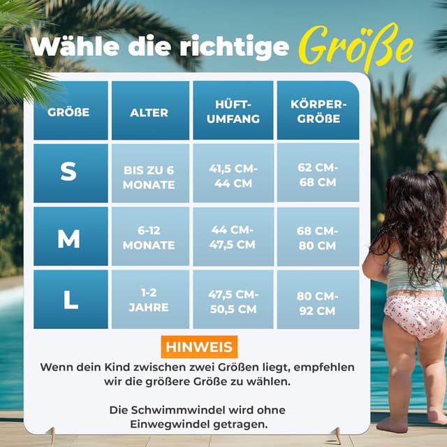 Detalle 2 de KIDVERSE Schwimmwindel Baby Badehose (wiederverwendbar) ab 6 bis 12 Monate inkl. Tragetasche