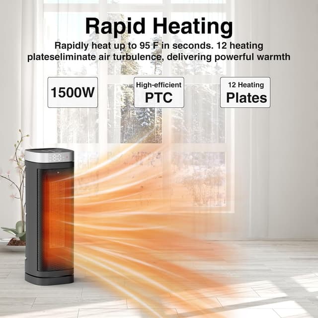 Thumbnail 3 de WINHL 17-Inch Space Heater 1500W with Thermostat