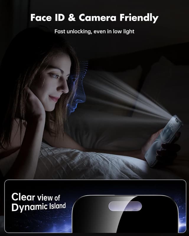 Detalle 2 de UNBREAKcable Privacy Screen Protector for iPhone 16 Pro Max (6.9-inch) — 2-Pack + 2 Lens Protectors, 25° Anti-Spy Tempered Glass