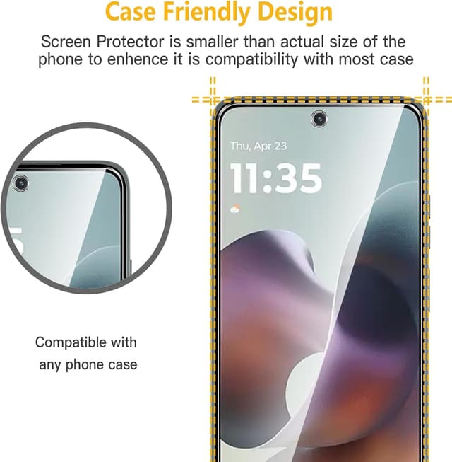 Detalle 2 de WFTE 2 pellicole in vetro temperato per Motorola Moto G56/G57 5G (9H), anti-graffio e anti-impronte