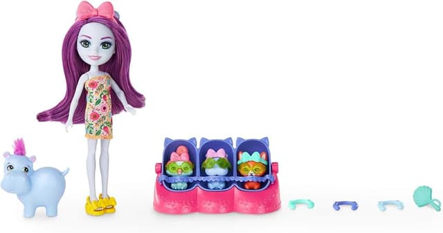 Detalle de Mattel HNW97 Enchantimals Hedda Hippo y su hipopótamo 🦛