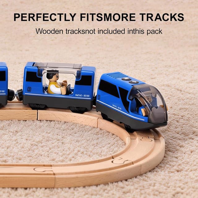 Detalle de TOPLIVING Battery Operated Intercity Train Set (Magnetic Connection) for Wooden Track Toys
