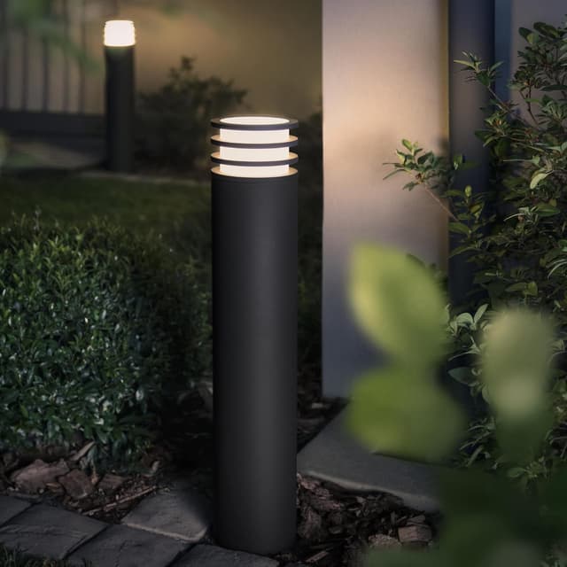 Detalle de Philips Hue White Paletto LED smart per esterni Lucca Luce Bianca Calda, antracite (IP44)