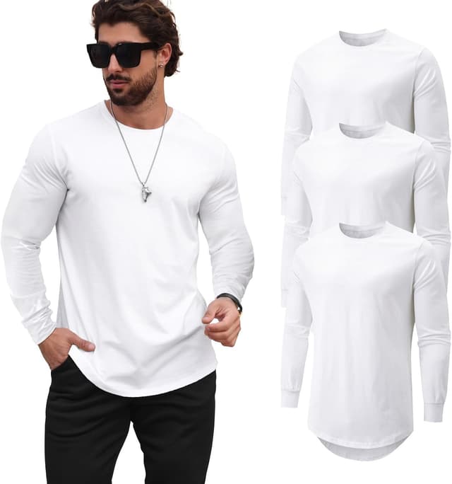 Thumbnail 6 de Mancozy Men’s Longline Crewneck T-Shirts (Casual Hipster/Hip Hop Style)
