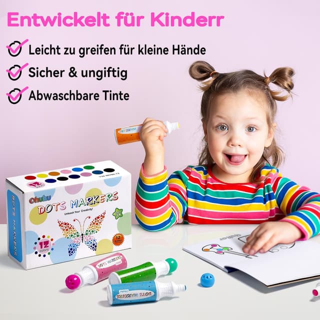 Detalle 2 de Ohuhu Bingo Dot Marker 12 Farben, 40 ml