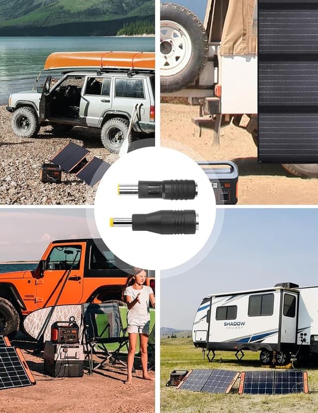 Detalle de Tonton 4er-Set DC-Solarstecker-Adapter: DC 8 mm auf DC 5,5×2,1 mm und zurück (DC7909) für Solargenerator & Powerstation