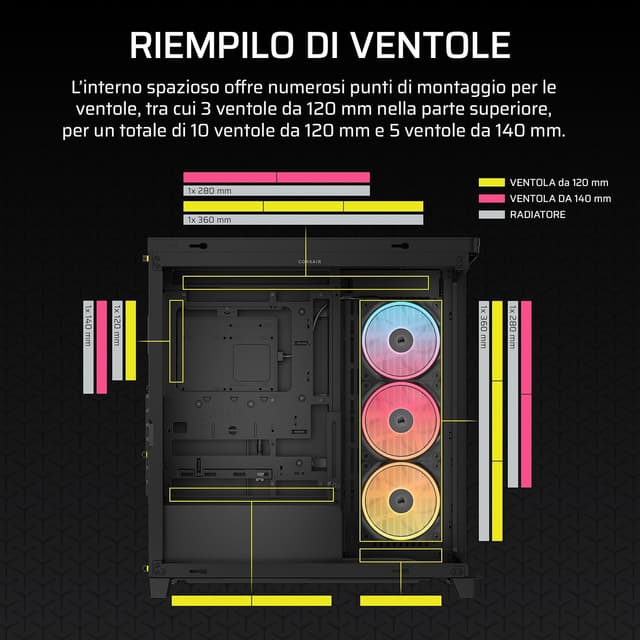 Thumbnail 6 de CORSAIR Frame 4500X LX-R RGB LINK, mid-tower con vetro panoramico e sistema InfiniRail, include 3 ventole LX120R RGB LINK