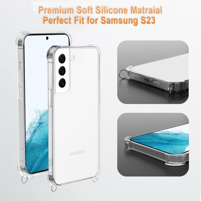 Detalle de XTCASE Coque pour Samsung Galaxy S23 5G transparente avec cordon de tour de cou