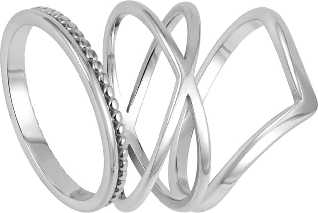 Detalle de Lot de bagues femme BONNYBIRD en acier inoxydable 316L — set argent résistant à l’eau