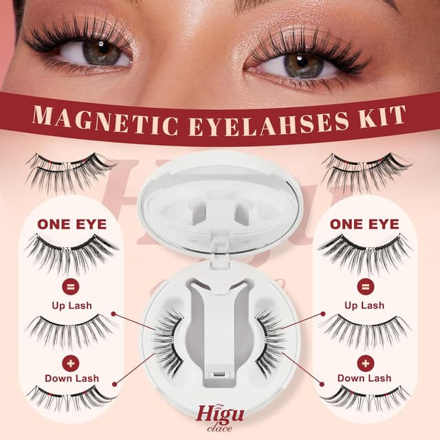 Detalle de Higu clace weiche magnetische Wimpern (SOFT SET-D2) ohne Kleber – inkl. Applikator