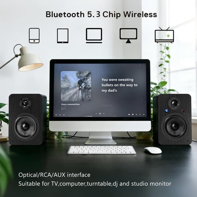 Thumbnail 6 de LONPOO LP42A 60W Aktiv-Regal-Lautsprecher (2.0) mit Bluetooth, Optical, RCA & AUX-In