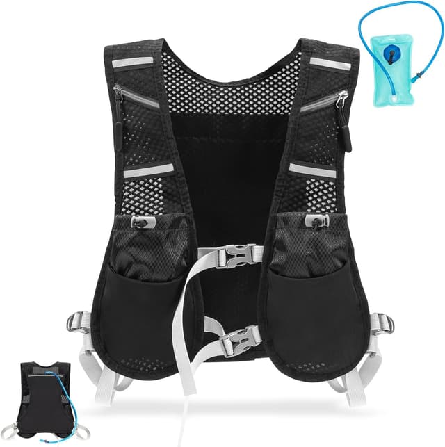 Detalle de Running Vest with Water Bladder for Women/Men – Breathable Hydration Backpack with Reflective Strips
