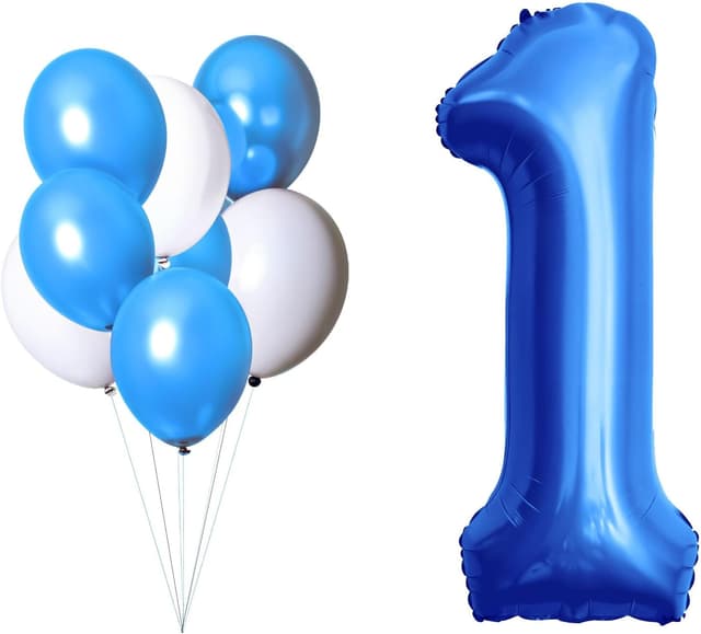 Imagen de LAC Globos Cumple 1 Año Azul Blanco en OfertitasTOP