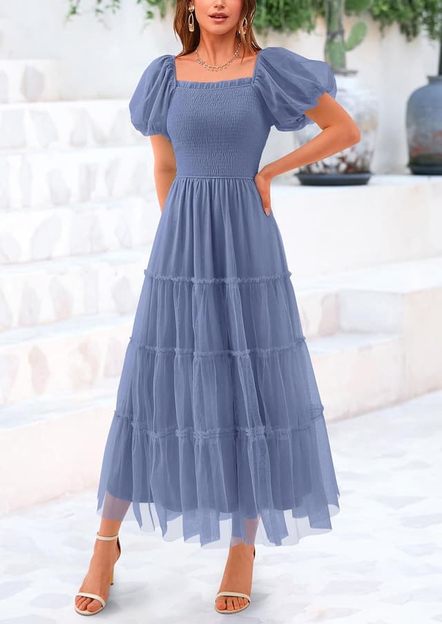 Thumbnail 5 de PRETTYGARDEN Smocked Midi Tulle Dress 2026