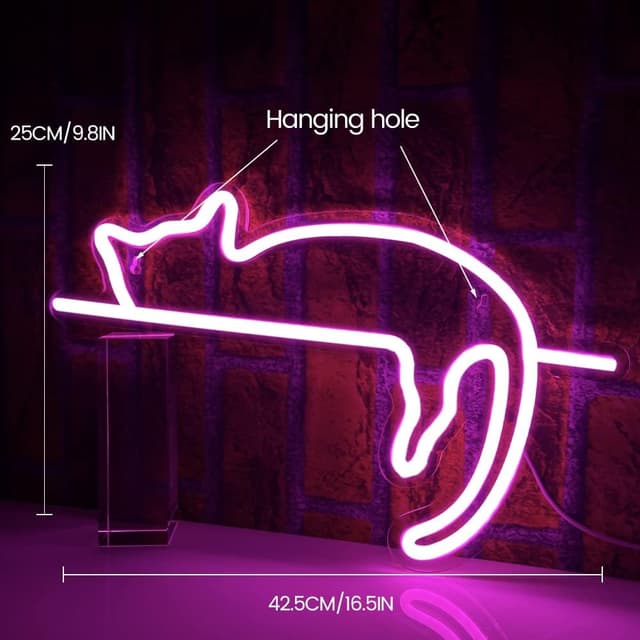 Detalle 2 de PILOYINDE Katze LED Schild 16,5×9,8 🪧