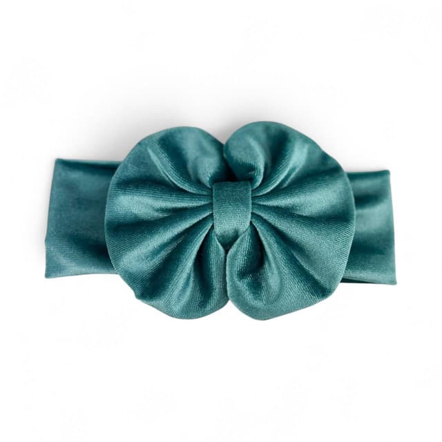 Imagen de Samt Haarband Baby Mädchen mit Schleife Petrolgrün en OfertitasTOP