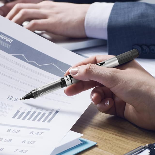 Detalle 2 de Lot de 12 stylos roller à encre liquide EYEYE – pointe moyenne 0,7 mm, séchage rapide, 3 couleurs