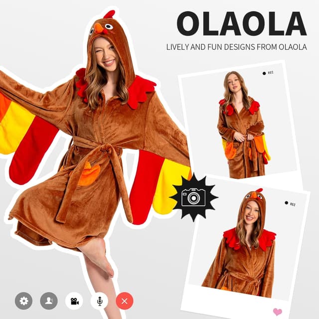 Thumbnail 5 de OLAOLA Plush Hooded Fleece Bathrobe 1pc