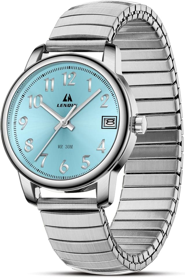 Detalle de LN LENQIN Orologio da donna analogico al quarzo in acciaio con cinturino espandibile e impermeabilità 3 ATM