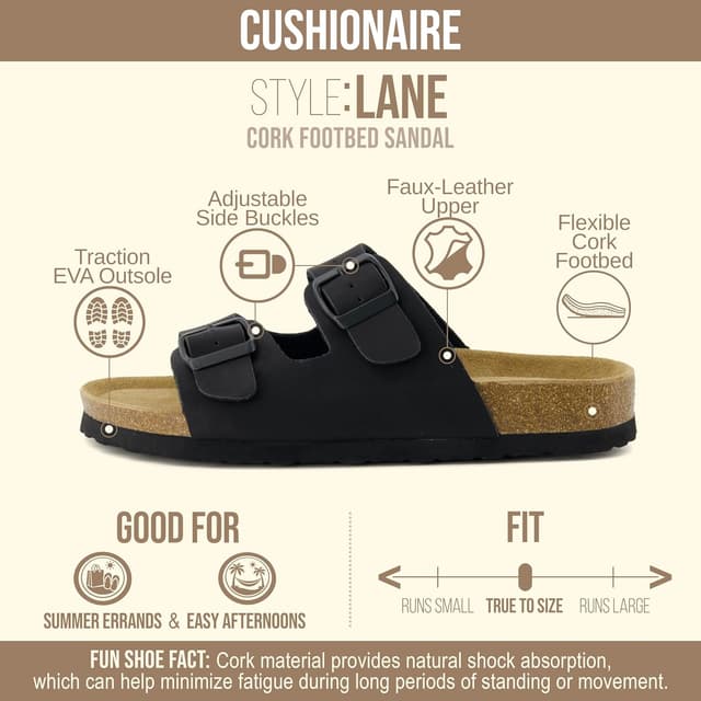 Thumbnail 3 de CUSHIONAIRE Lane Cork Footbed Sandals, size 8 👡