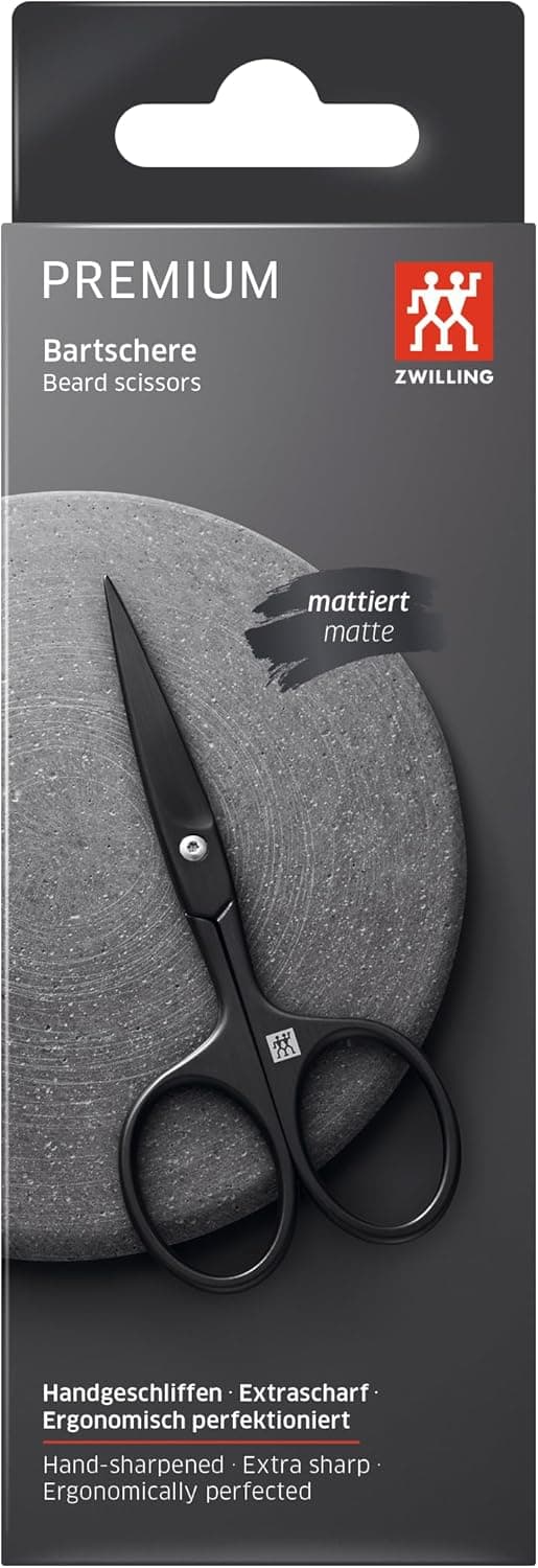 Detalle 2 de Forbici per barba ZWILLING nero opaco da 115 mm, manico più largo e taglio preciso