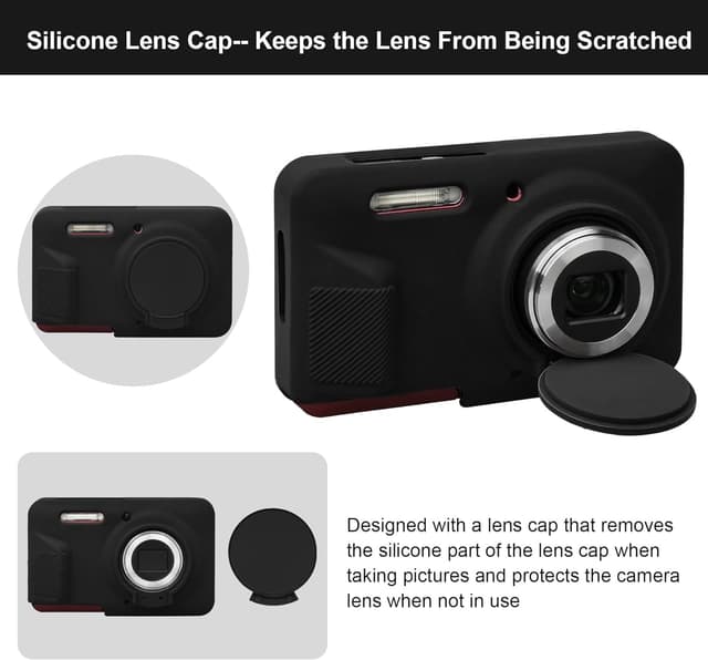 Detalle de Elonbo Soft Silicone Case for Kodak PIXPRO FZ55 (Black) – protective lens cover sleeve