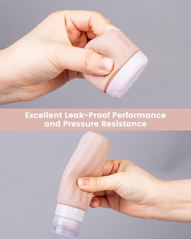 Detalle de Mrsdry Travel Bottles for Toiletries (8-Pack TSA-Approved 3oz/1oz) with Clear Travel Essentials Bag