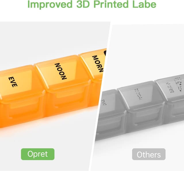 Detalle de Opret Weekly Pill Organiser – 7-day, 4-times-a-day tablet box with removable daily cases and 28 compartments (Black-Rainbow)