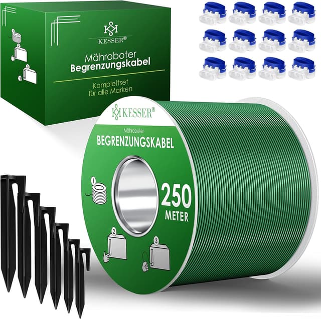 Detalle de KESSER® Begrenzungskabel-Set 250 m inkl. 800 Erdspieße & Kabelverbinder für Mähroboter