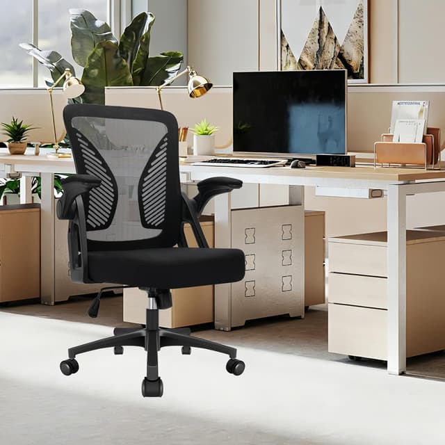 Detalle 2 de Milacyee ergonomischer Bürostuhl mit Klapparmlehnen, Netzrücken und 360°-Drehfunktion