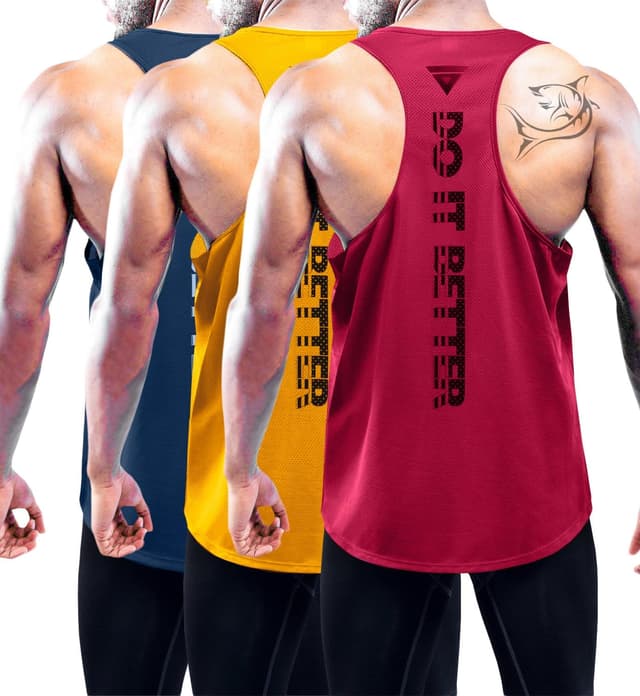 Detalle de Boyzn Men’s Y-Back Workout Tank Tops (1 or 3 Pack) – Dry-Fit Mesh Sports Vest for Gym, Running & Training