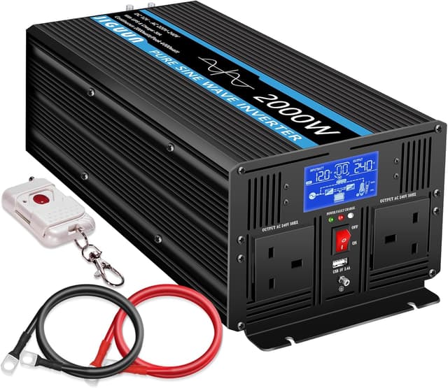Detalle de JIGUUN 2000W Pure Sine Wave Inverter (12V to 240V) with 30A Charger, UPS & Wireless Remote
