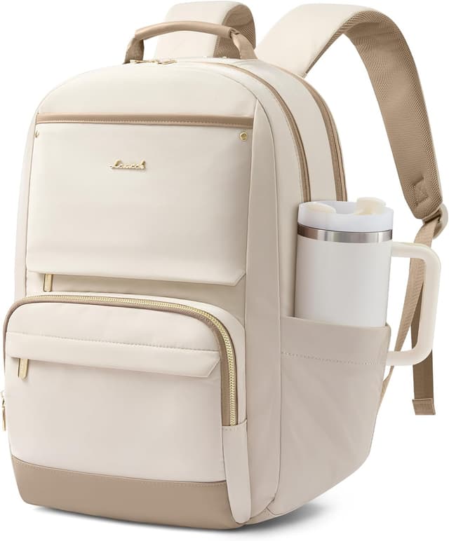 Detalle de LOVEVOOK Damen-Rucksack für 15,6-Zoll-Laptops: wasserdichter Schul- & Cityrucksack mit separatem Laptopfach