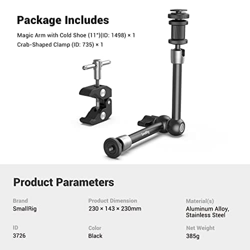 Thumbnail 5 de SMALLRIG Super Clamp con Magic Arm 11" e cold shoe