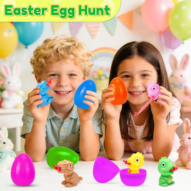 Detalle de CHILDGO Easter Dinosaur Toys: 6-Pack Filled Squeeze Eggs with Tongue-Out Action