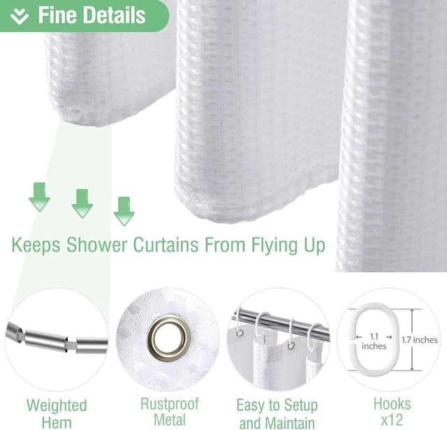 Thumbnail 3 de Dynamene Waffle Weave Shower Curtain 72x72