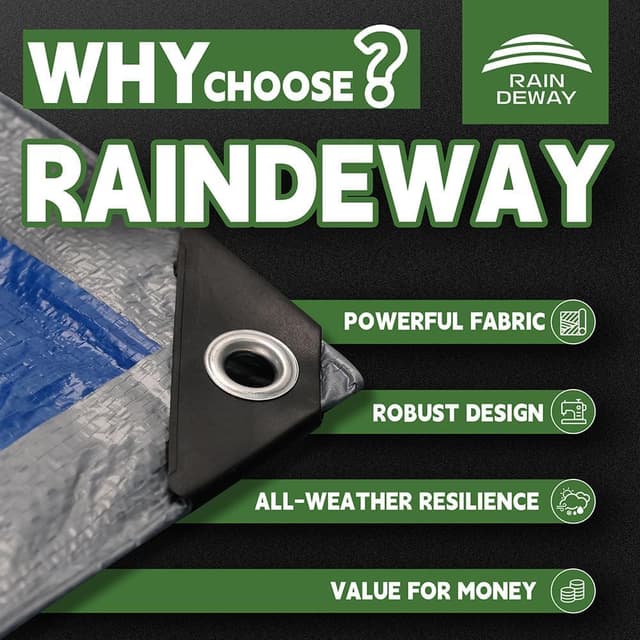 Thumbnail 1 de RAINDEWAY Tarp Waterproof 12x30 Feet 5.5 Mil Multipurpose Tarp 🏕
