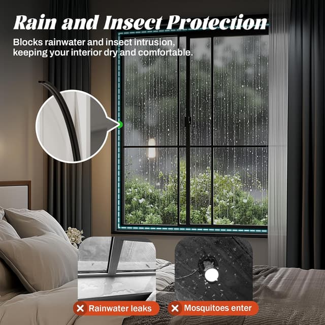 Detalle de HNNHOME EPDM D-Shape Draft Excluder for Windows & Doors with 3M Self-Adhesive Tape