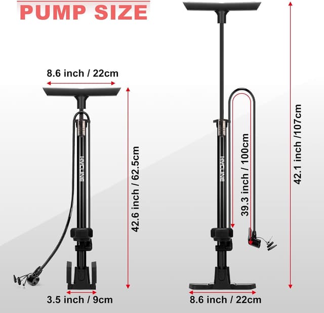 Detalle de Hycline bike floor pump 160 PSI gauge