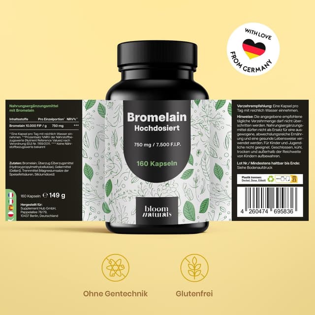 Detalle 1 de Bromelain Kapseln 750 mg 7500 F.I.P.