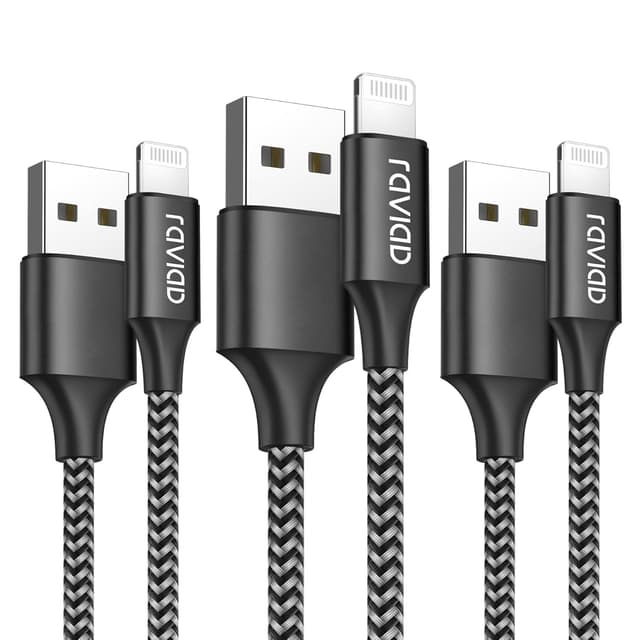 Detalle de RAVIAD Lightning Cable 3-Pack 2M Nylon Braided