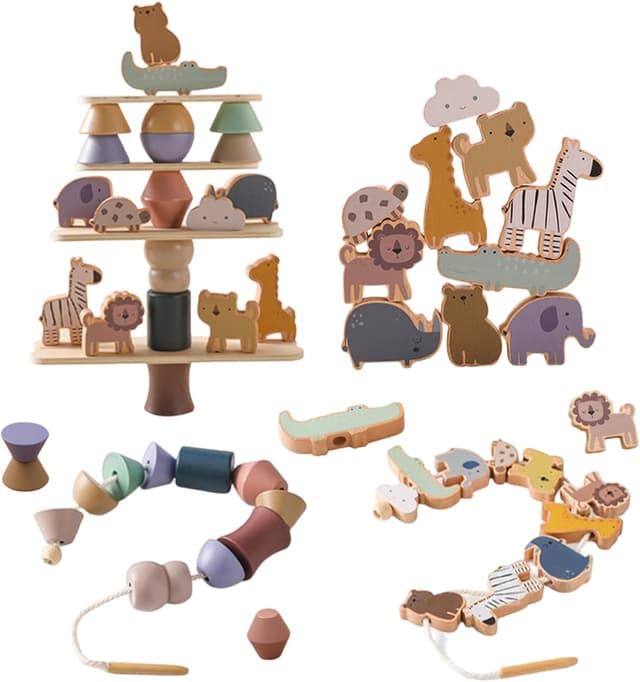 Imagen de Smartwo Montessori Fädelspiel aus Holz 10 Teile en OfertitasTOP