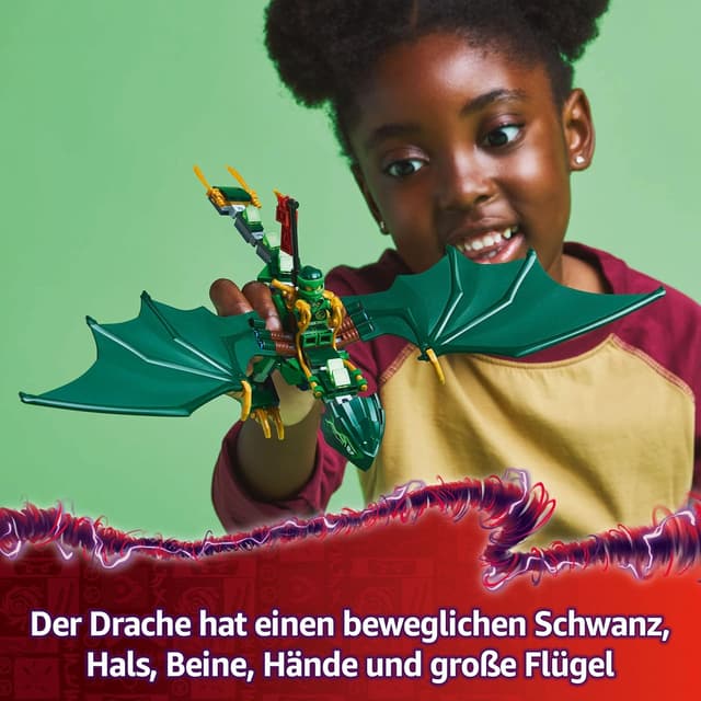 Detalle de LEGO NINJAGO 71829 Lloyds grüner Walddrache – baubarer Spielzeugdrache mit 2 Minifiguren