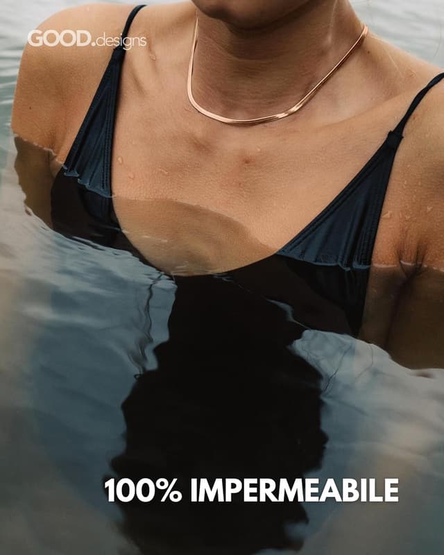 Detalle de GD GOOD.designs EST. 2015 catena a serpente da donna: collana piatta senza pendente in acciaio impermeabile