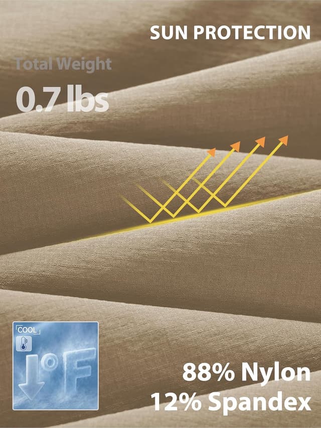 Detalle de Lightweight Mens Hiking Cargo Pants with Nylon Stretch, Waterproof Quick-Dry, 6 Pockets