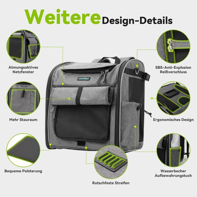 Detalle de DAISTERN Hundekorb fürs Fahrrad vorne mit L-Halterung, faltbar & atmungsaktiv (bis 10 kg)