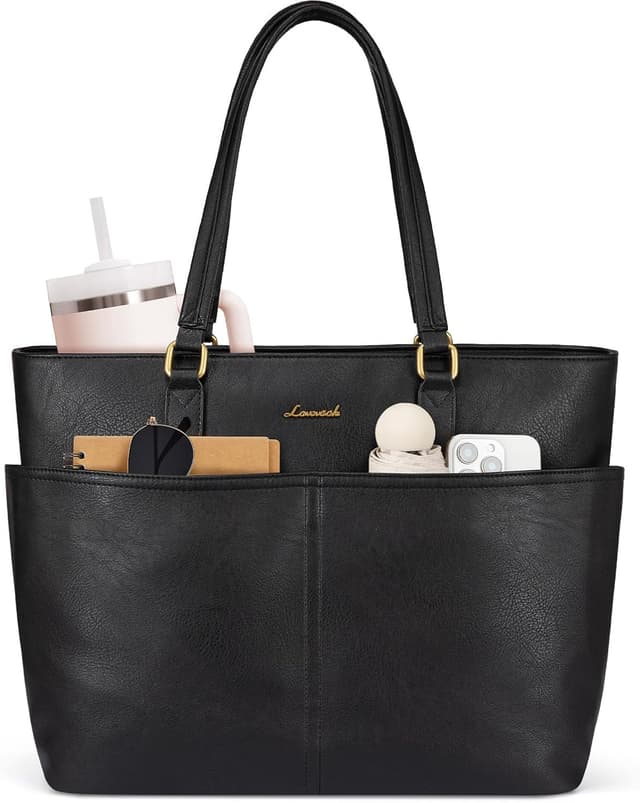 Detalle de LOVEVOOK große Handtasche & Laptoptasche für Damen – Shopper im Business-Stil mit 11 Fächern