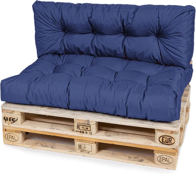 Detalle de TexDeko® Garden Palettenkissen 120x80x18 cm (2-teilig) wasserabweisend, UV-beständig – Premium Sitzkissen für Europaletten