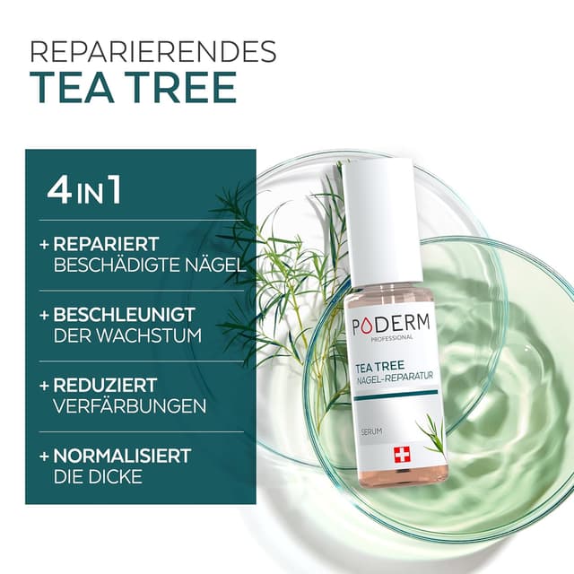 Detalle 2 de PODERM Tea Tree Nagel-Repair-Serum 6 ml (4-in-1 Pflege) – Swiss Made